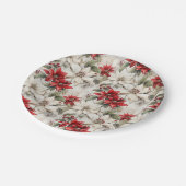 Schneeküsste Elegance White and Red Poinsettia Pappteller (Schrägansicht)