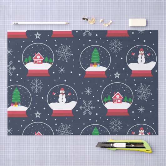 Schneeländer mit Schneemännern und Weihnachtsbaume Seidenpapier (Handwerk)