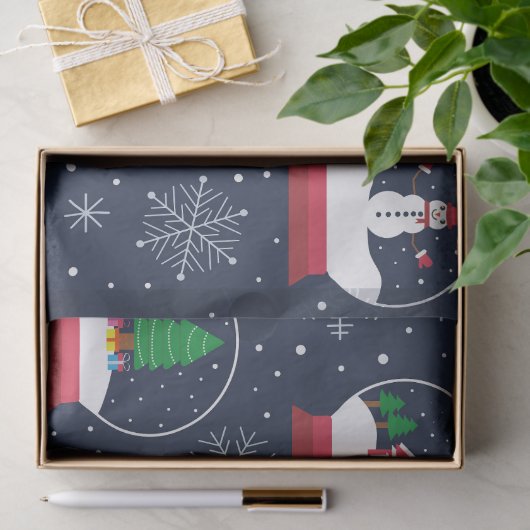 Schneeländer mit Schneemännern und Weihnachtsbaume Seidenpapier (Geschenk)