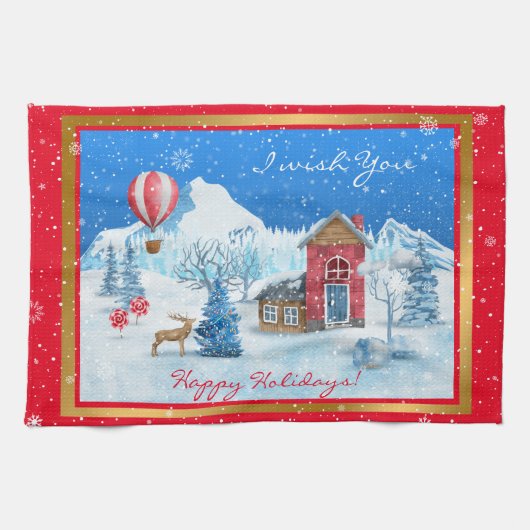 Schneelandschaft anpassen geschirrtuch (Horizontal)