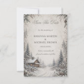 Schneelandschaft Cottage Rustikal Save The Date (Vorderseite)