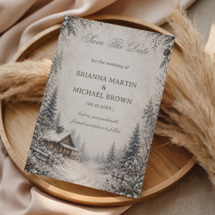 Schneelandschaft Cottage Rustikal Save The Date