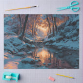 Schneelandschaft-Decoupage Seidenpapier (Basteln)