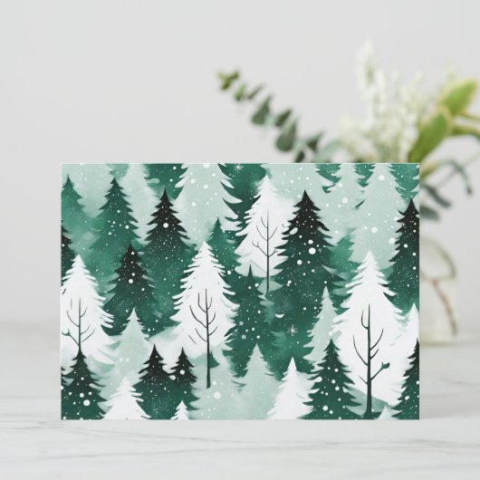 Schneelandschaft Evergreen Trees Frohe Weihnachten (Stehend Vorderseite)