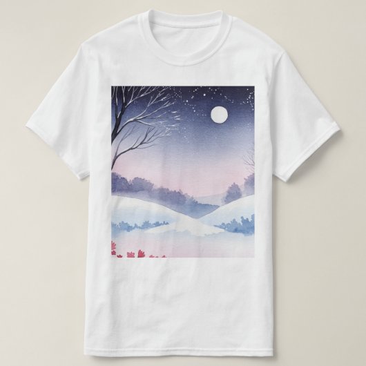 Schneelandschaft im Winter T-Shirt (Design vorne)