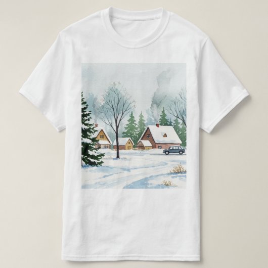 Schneelandschaft im Winter T-Shirt (Design vorne)