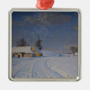 Schneelandschaft im Winter (von H.A. Brendekilde) Ornament Aus Metall