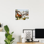 Schneelandschaft mit Wasserrad Poster (Heimbüro)