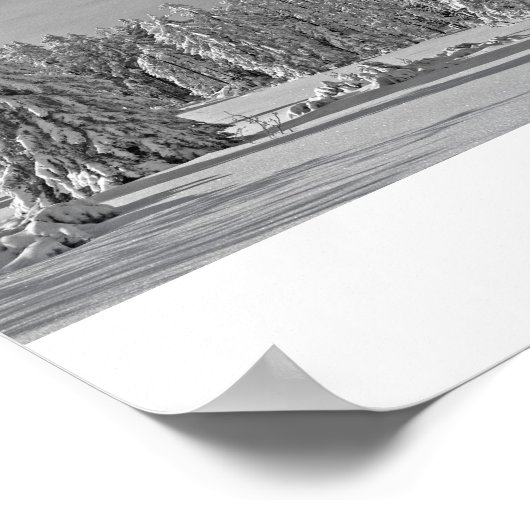 Schneelandschaft schwarz/weiß Poster (Ecke)