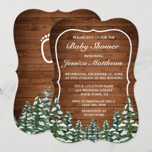 Schneelandschaft Wald & Forstland Kiefer Baby Show Einladung