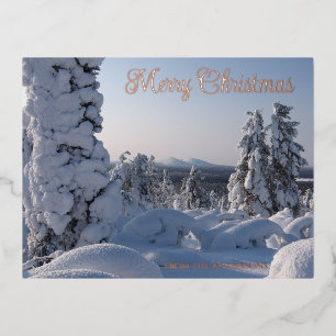 Schneelandschaft Weihnachten Folien Feiertagspostkarte