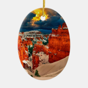 Schneelandschaft Winter kalte Natur Keramik Ornament