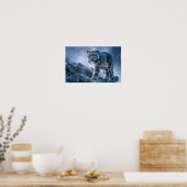 Schneeleopard auf Berggipfel – Wildtier Natur Poster (Küche)