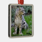 Schneeleopard auf dem Gras Ornament Aus Metall (Rechts)