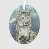 Schneeleopard-Blütenornament Ornament (Vorderseite)