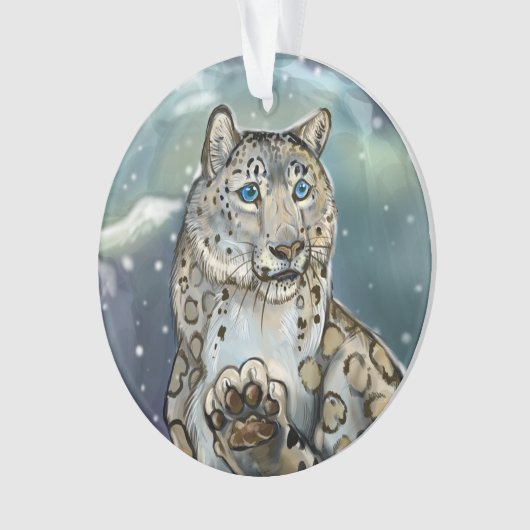 Schneeleopard-Blütenornament Ornament (Vorderseite)