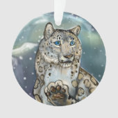 Schneeleopard-Blütenornament Ornament (Vorderseite)