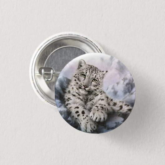 Schneeleopard Button (Vorne & Hinten)