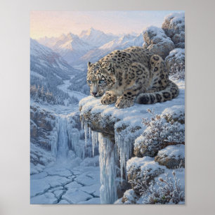 Schneeleopard Gefrorener Wasserfall Abgrund Berg S Poster