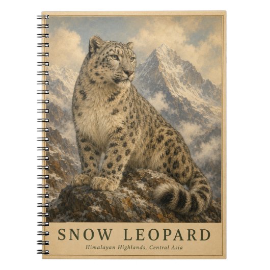 Schneeleopard Himalaya VINTAGE Notizblock (Vorderseite)