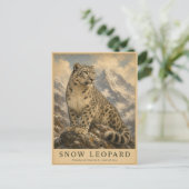 Schneeleopard Himalaya VINTAGE Postkarte (Stehend Vorderseite)