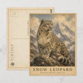 Schneeleopard Himalaya VINTAGE Postkarte (Vorne/Hinten)