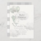 Schneeleopard mit Balloons Gray Baby Dusche Einladung (Vorne/Hinten)