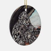 SCHNEELEOPARD MUTTER UND CUB Zierde Keramik Ornament (Rechts)
