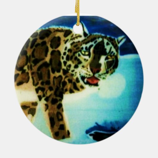 SCHNEELEOPARD MUTTER UND CUB Zierde Keramik Ornament (Hinten)