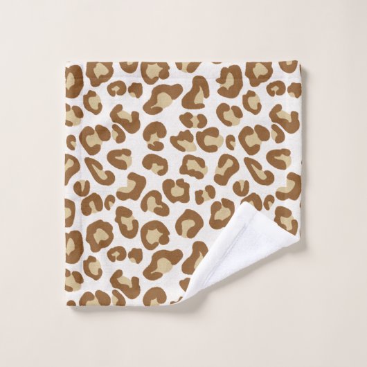 Schneeleopard Print, Beige, Tan und Creme Badhandtuch Set (Waschlappen)