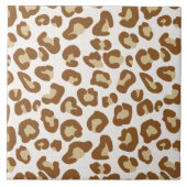 Schneeleopard Print, Beige, Tan und Creme Fliese (Vorderseite)