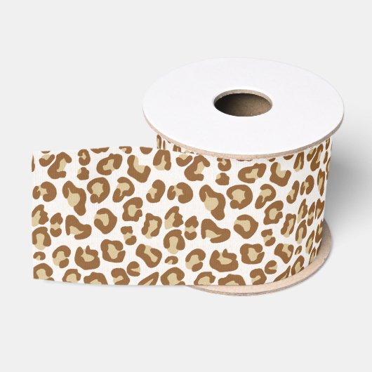 Schneeleopard Print, Beige, Tan und Creme Ripsband (Spule)