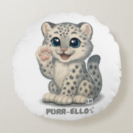 Schneeleopard - Purr-ello Rundes Kissen