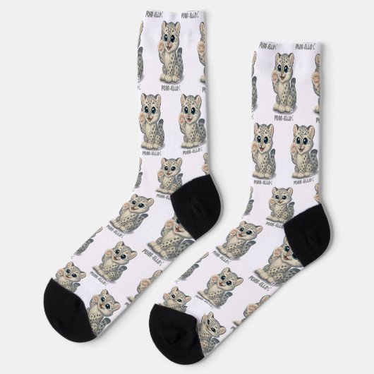Schneeleopard - Purr-ello Socken (Linkes Detail)