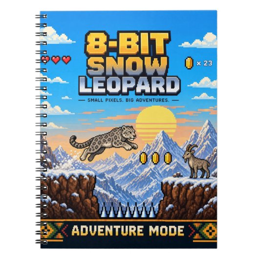 Schneeleopard, Retro-8-Bit-Pixelkunst Notizblock (Vorderseite)
