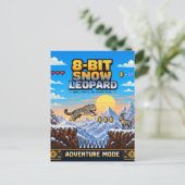 Schneeleopard, Retro-8-Bit-Pixelkunst Postkarte (Stehend Vorderseite)