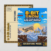 Schneeleopard, Retro-8-Bit-Pixelkunst Postkarte (Vorne/Hinten)
