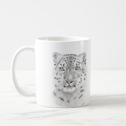 Schneeleopard - Tasse tierischer Kunst (Links)
