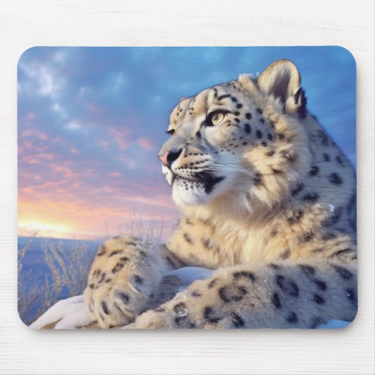 Schneeleopard Tierart Majestic Wild Mousepad (Vorne)
