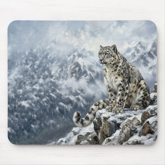 Schneeleopard-Totem-Mauspad - Feine Tierwelt-Kunst Mousepad (Vorne)