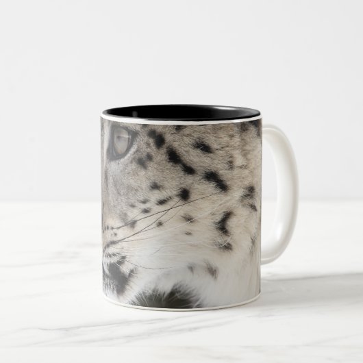 Schneeleopard (Uncia uncia) Zweifarbige Tasse (VorderseiteRechts)