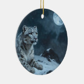 Schneeleopard und Vollmond Keramik Ornament (Rechts)