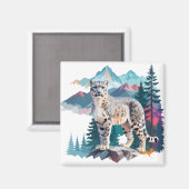 Schneeleopard Vector Art Animal in Majestic Magnet (Vorderseite/Rückseite)