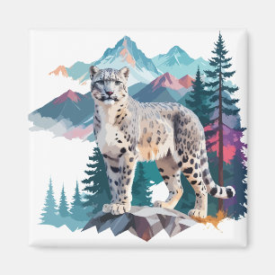 Schneeleopard Vector Art Animal in Majestic Magnet