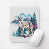 Schneeleopard Vector Art Animal in Majestic Mousepad (Mit Mouse)