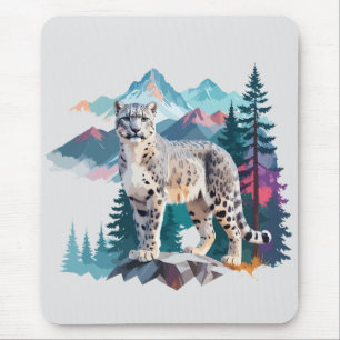 Schneeleopard Vector Art Animal in Majestic Mousepad