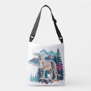 Schneeleopard Vector Art Animal in Majestic Tragetaschen Mit Langen Trägern