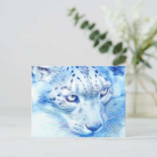 *Schneeleopard* Wilder Geist Postkarte (Stehend Vorderseite)