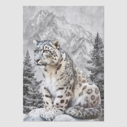 Schneeleopard Wildkatze Aquarell Seidenpapier (Vorderseite)