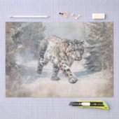 Schneeleopard Wildkatze Aquarell Seidenpapier (Handwerk)